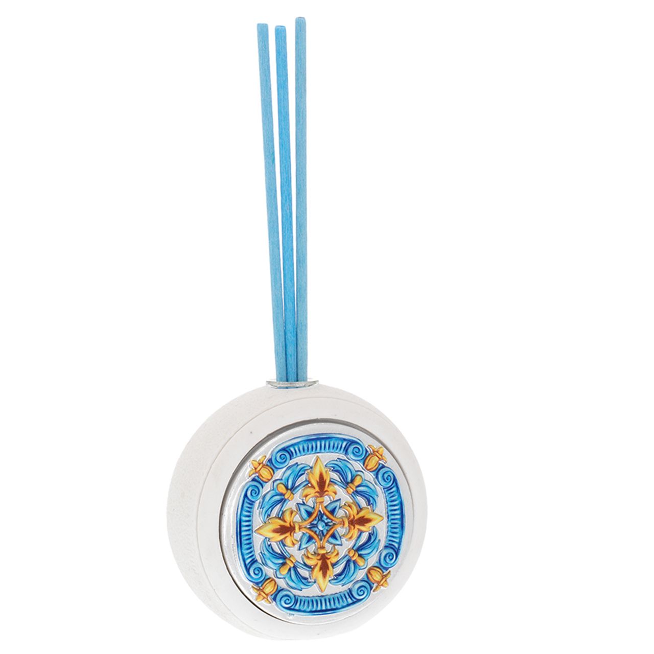 DIFFUSORE TONDO BIANCO D. 6,5 CON DECO MAIOLICA
